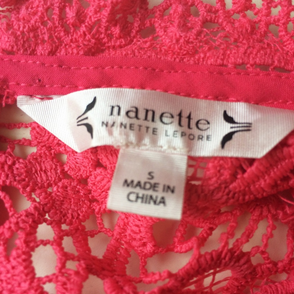 Nanette Lepore Sleeveless Lace Top Bright Pink NWT - Picture 6 of 7